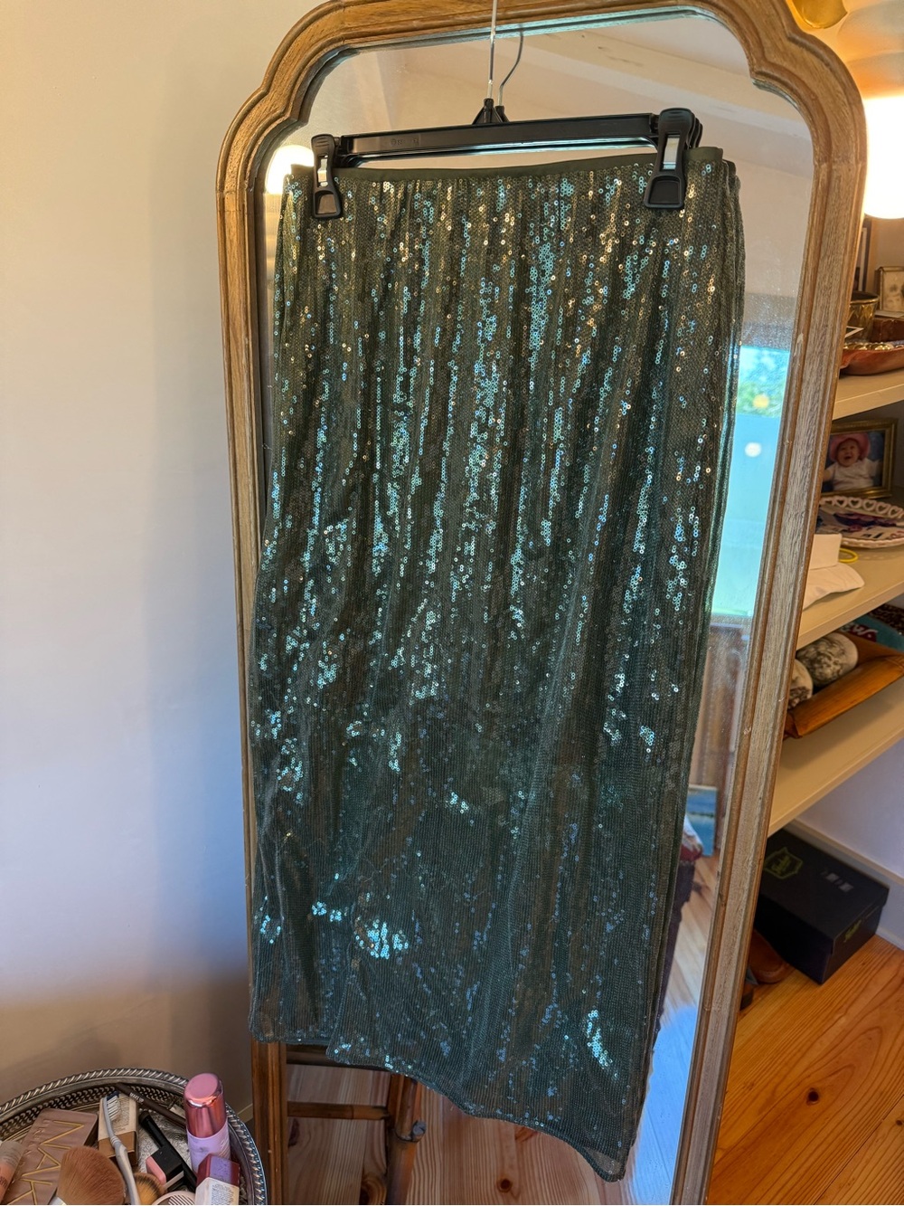 Target Olive Green Sequin Maxi Skirt